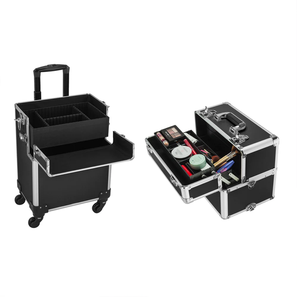 Omysalon MCA301 2-in-1 Aluminum Rolling Makeup Train Organizer - Image 18