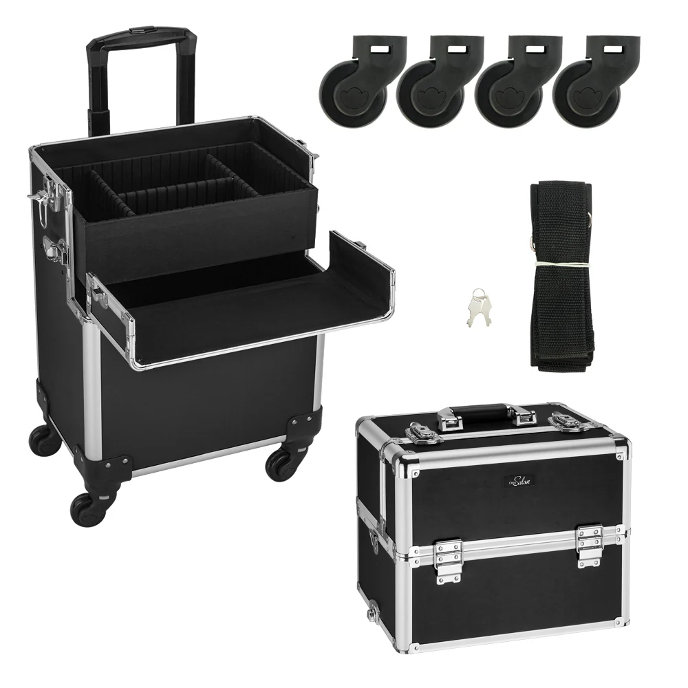 Omysalon MCA301 2-in-1 Aluminum Rolling Makeup Train Organizer - Image 19