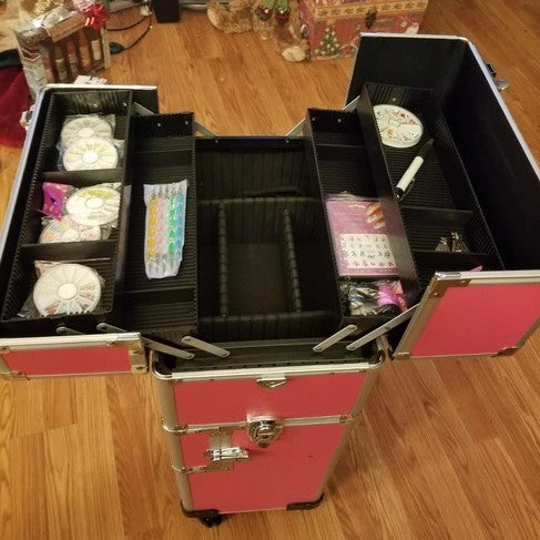 Omysalon MCA301 2-in-1 Aluminum Rolling Makeup Train Organizer - Image 5
