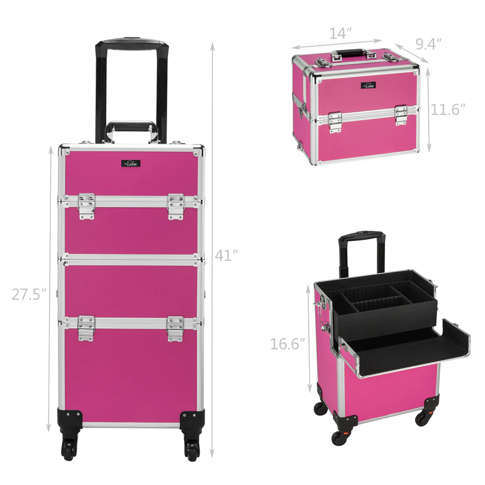 Omysalon MCA301 2-in-1 Aluminum Rolling Makeup Train Organizer - Image 8