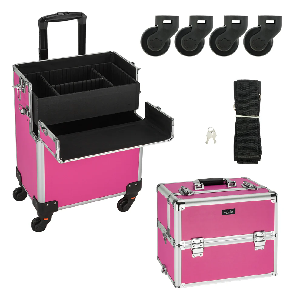 Omysalon MCA301 2-in-1 Aluminum Rolling Makeup Train Organizer - Image 9